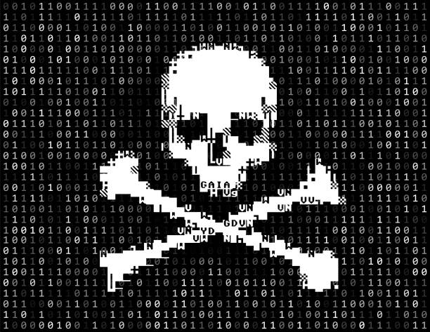 Jolly Roger - binary background Jolly Roger - binary background pirate flag stock illustrations