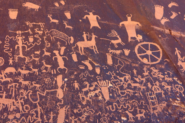Newspaper Rock Petroglyphs stock photo
