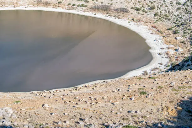 Photo of Meyil sinkhole lake in Konya. lake formed as a result of subsidence of the soil