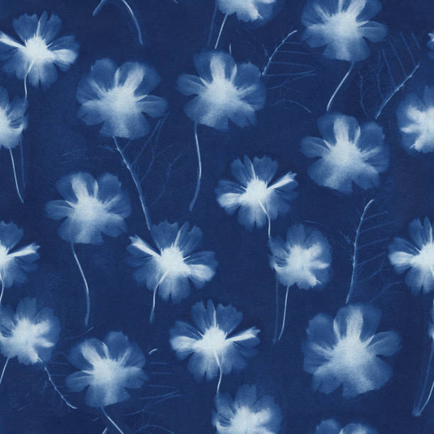 istock Seamless Pattern Of A Handmade Cyanotype Print 1347947613