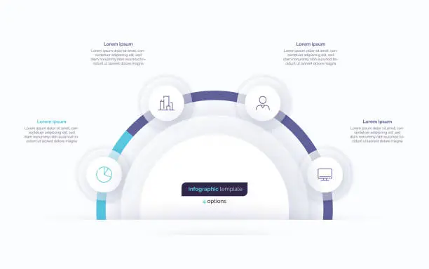 Vector illustration of Four option circle infographic design template. Vector illustration