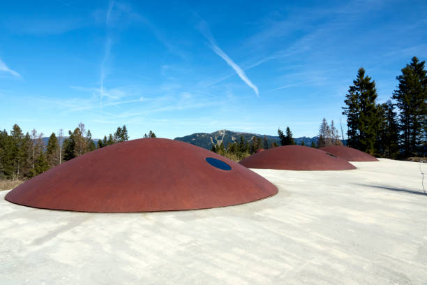 restored domes, of the Italian military fort of the First World War restored domes, of the Italian military fort of the First World War: Campolongo, on the Asiago plateau rifle old fashioned antique ancient stock pictures, royalty-free photos & images