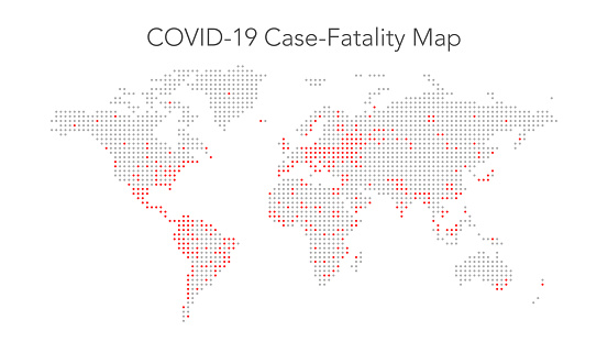 Infographic Fatality Cases Map of Coronavirus COVID-19. World map of Coronavirus.