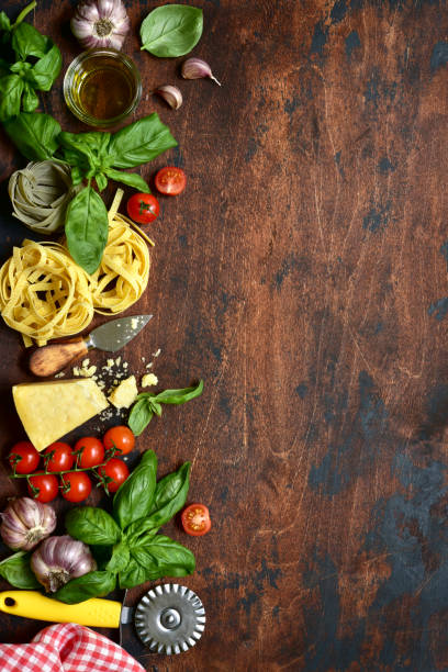 istock Culinary background with traditional ingredients of mediterranean cuisine 1347956449