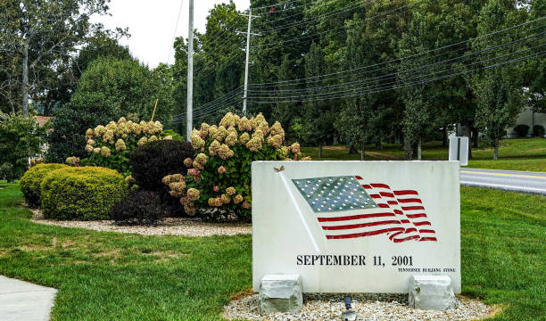 Crossville, Tennessee, USA – October 2, 2021: September 11, 2001, (9/11) Memorial at Lake Tansi Golf Course on Highway 282 south of Crossville, Tennessee, USA.\n Commemorates the terrorist attack on US soil.