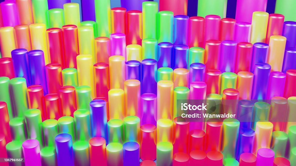 Multi Colored Column 3d Render Abstract Infographics From Multicolored Columns In Rows ...