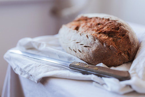 A loaf of fresh homemade rye bread