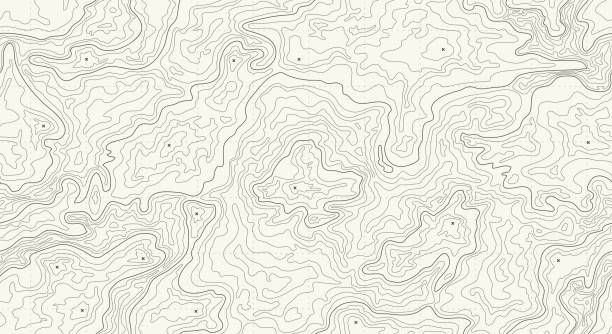Topographic map Height map with contour lines and dotted line grid seamless vector pattern background illustration contour line stock illustrations