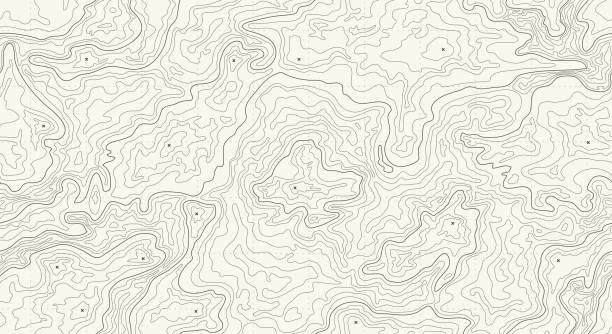 Topographic map Height map with contour lines and dotted line grid seamless vector pattern background illustration relief map stock illustrations