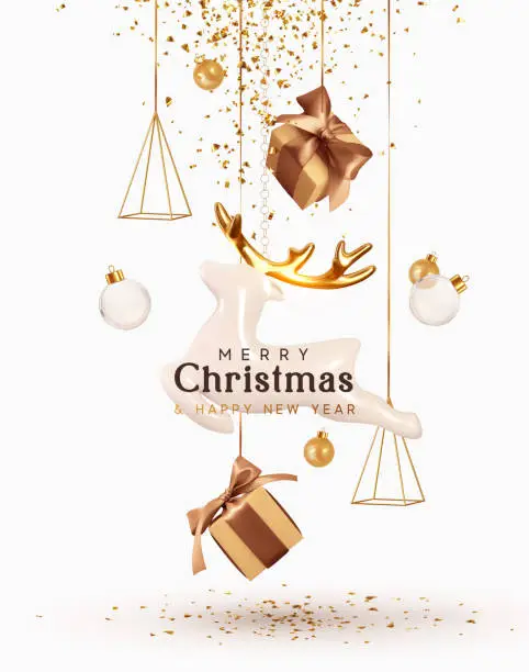 Vector illustration of Merry Christmas and Happy New Year