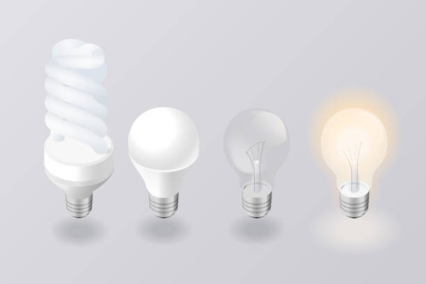 istock Vector Isometric set of electric lighting type . Light bulb, cfl and led lamp. Icons Set. 1347969636