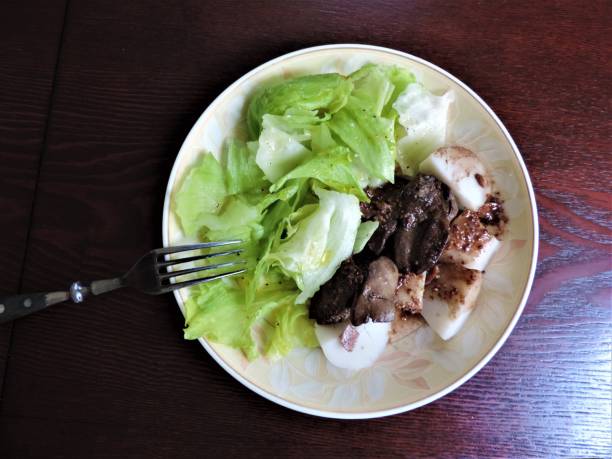 istock Liver, lettuce, and Taro root with whole grain mustard. Lectin free. 1347971031