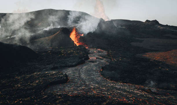 istock River of lava coming from a volcano 1347975576
