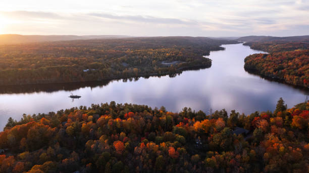istock Aerial shot of fall colours 1347975645