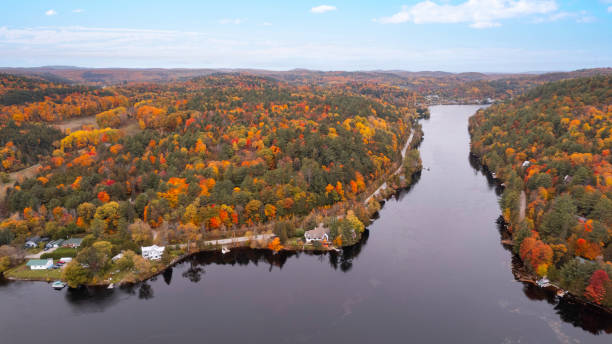 istock Aerial shot of fall colours 1347975681