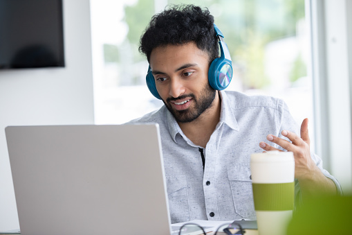 Confident Entrepreneur on a video conference call