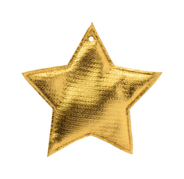 istock Golden Christmas star ornament bauble isolated on white background 1347978036