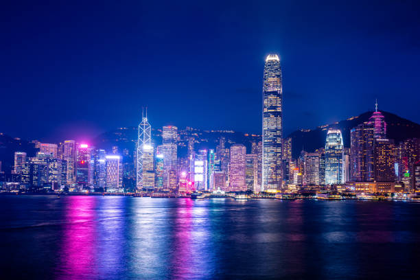 istock Skyline of Hong Kong at sunset. 1347979921