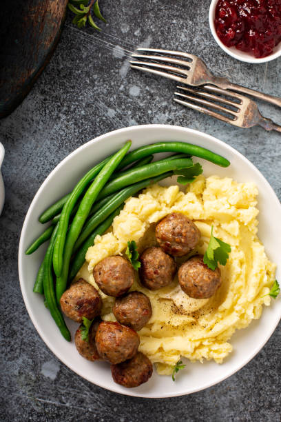 istock Swedish meatballs with mashed potatoes 1347980693