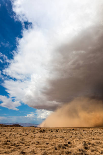 Haboob dust storm in the Mohave Desert stock photo