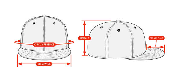 ilustrações de stock, clip art, desenhos animados e ícones de clothing size chart vector illustration ( baseball cap ) - cap template hat clothing