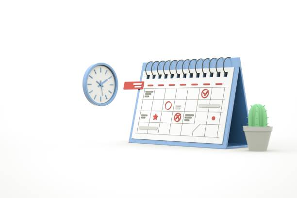 istock Isometric planning schedule and calendar concept. Time management concept. 3d rendering. 1347992410