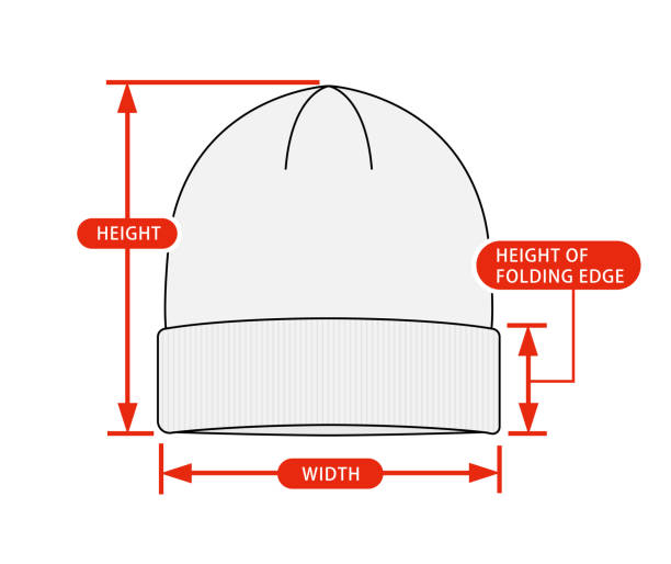 ilustrações, clipart, desenhos animados e ícones de ilustração vetorial do gráfico de tamanho da roupa (boné beanie ) - gorro de lã