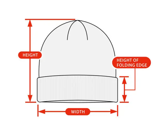 Vector illustration of Clothing size chart vector illustration ( Beanie cap )
