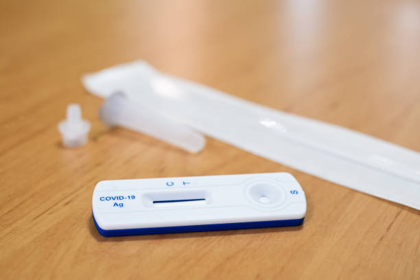 istock Selective focus at antigen test kit or Covid rapid test. medical tool for quick examine Covid-19 infected for personal use at home. Health care object concept. No people. 1347994132
