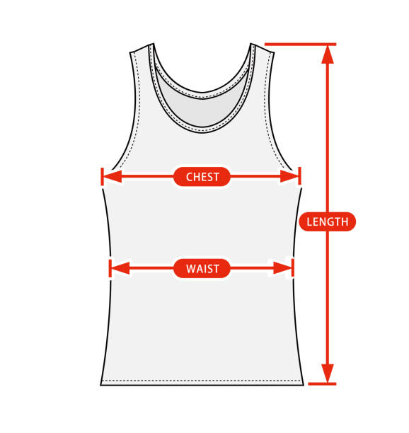 illustrations, cliparts, dessins animés et icônes de illustration vectorielle du tableau des tailles de vêtements ( débardeur pour femmes ) - tank top illustrations