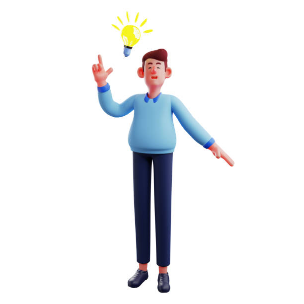 istock Smart Workman Cartoon Illustration having a new idea 1347995084