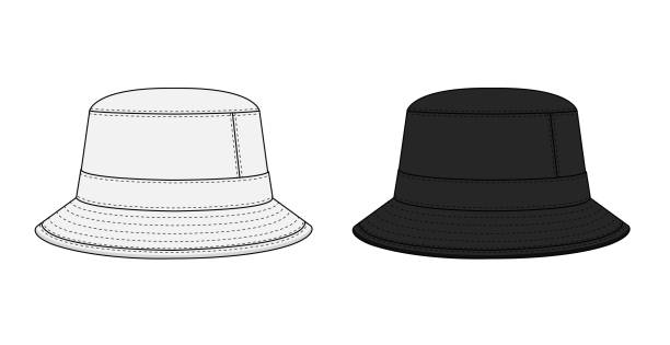 Bucket hat template vector illustration set Bucket hat template vector illustration set bucket hat stock illustrations