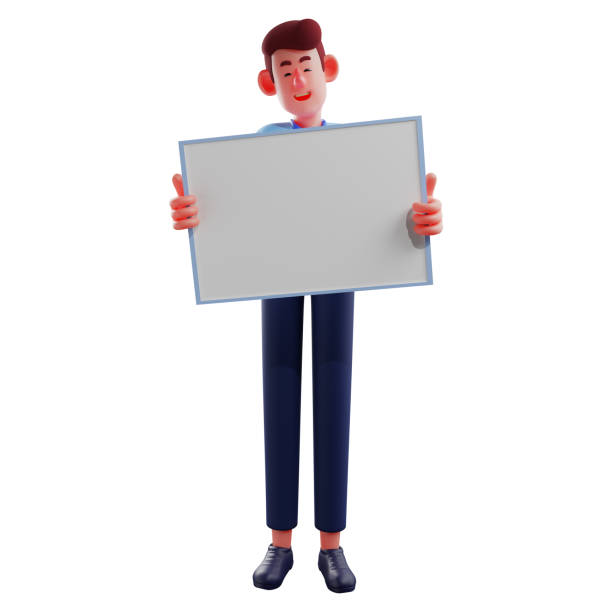 istock Workman Cartoon Illustration with a whiteboard 1347996826