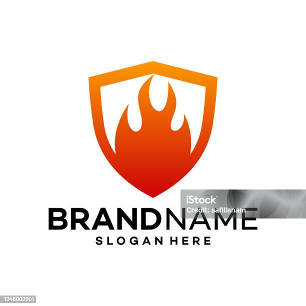 Logo Api Fire Elemen Ikon Fire Shield Template Desain Logo Api Kreatif Vektor Logo ...