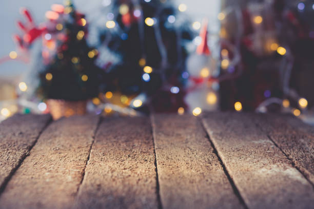 istock Wood with Christmas background 1348005424