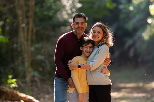 Happy, Family, Embracing, Smiling, Forest