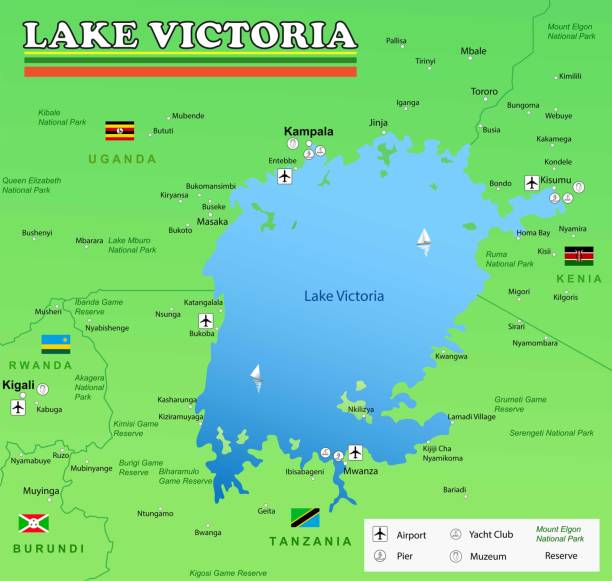 Lake Victoria Image map of lake Victoria. located in Central Africa lake victoria stock illustrations