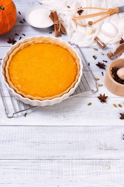 istock Homemade spicy pumpkin pie with cinnamon and pecan nuts 1348010480