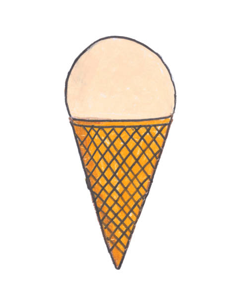 Ice-cream drawing with crayon isolated on white background Ice-cream drawing with crayon isolated on white background whipped cream dollop stock illustrations