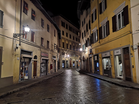 Via de' Neri by night in Florence historical centre.