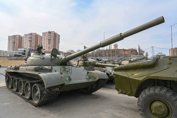 Military equipment on the streets of Volgograd. stock photo