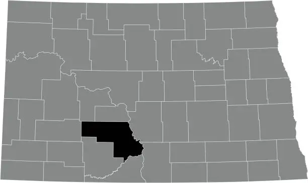Vector illustration of Location map of the Morton County of North Dakota, USA
