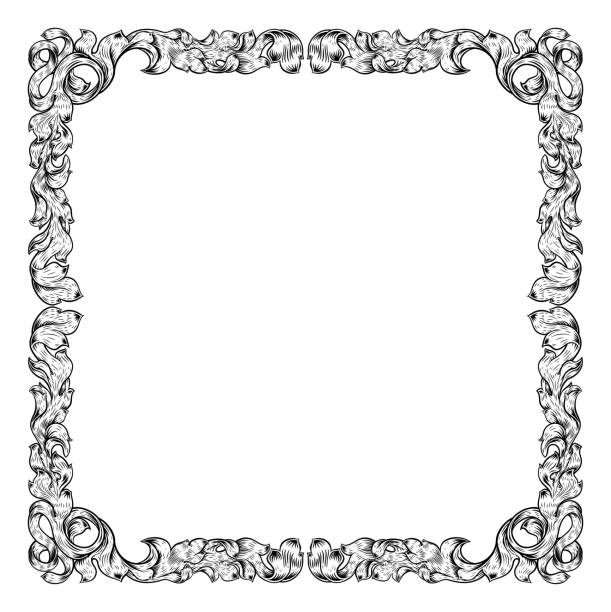 филигранная геральдика лист узор цветочная рамка - frame ornate old fashioned shield stock illustrations