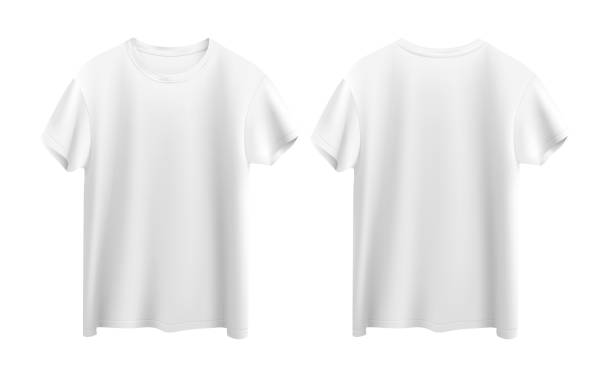 ilustrações de stock, clip art, desenhos animados e ícones de white t-shirt isolated on white background front and back view - teeshirt template