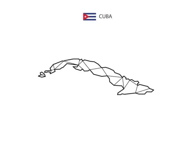 Vector illustration of Mosaic triangles map style of Cuba isolated on a white background. Abstract design for vector.