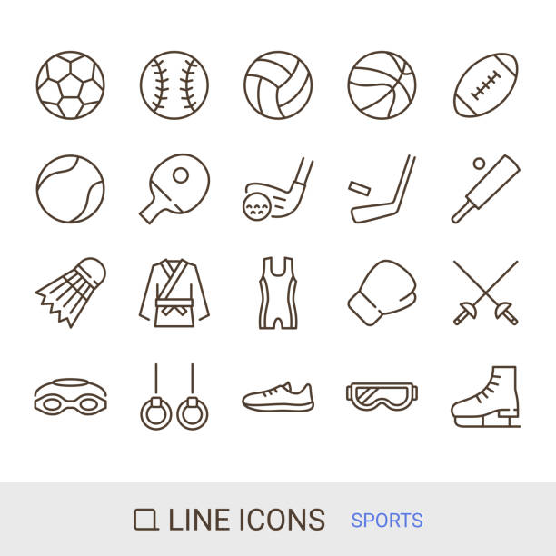 ilustrações de stock, clip art, desenhos animados e ícones de product icon, sports, line icon - field hockey
