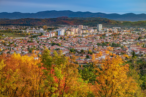 View of the city of Nova Gorica from Sabotina in autumn, Primorska, Slovenia, Europe