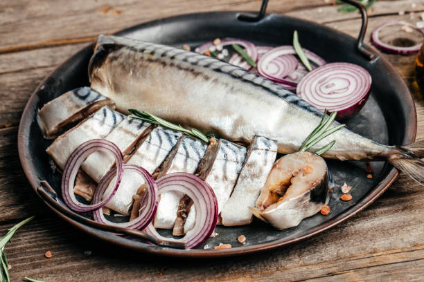 istock Korean fresh seafood mackerel fish or herring fish. mackerel steak, Restaurant menu, dieting, cookbook recipe 1348028188