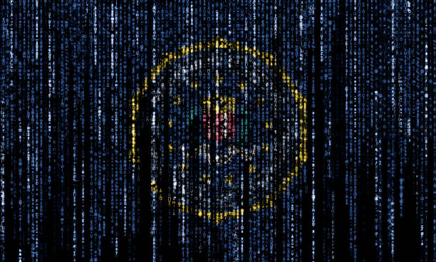 Hacked by the FBI Flag of the United States Federal Bureau of Investigation on a computer binary codes falling from the top and fading away. fbi photos stock pictures, royalty-free photos & images