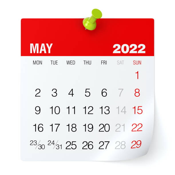 istock May 2022 - Calendar. Isolated on White Background. 3D Illustration 1348028274